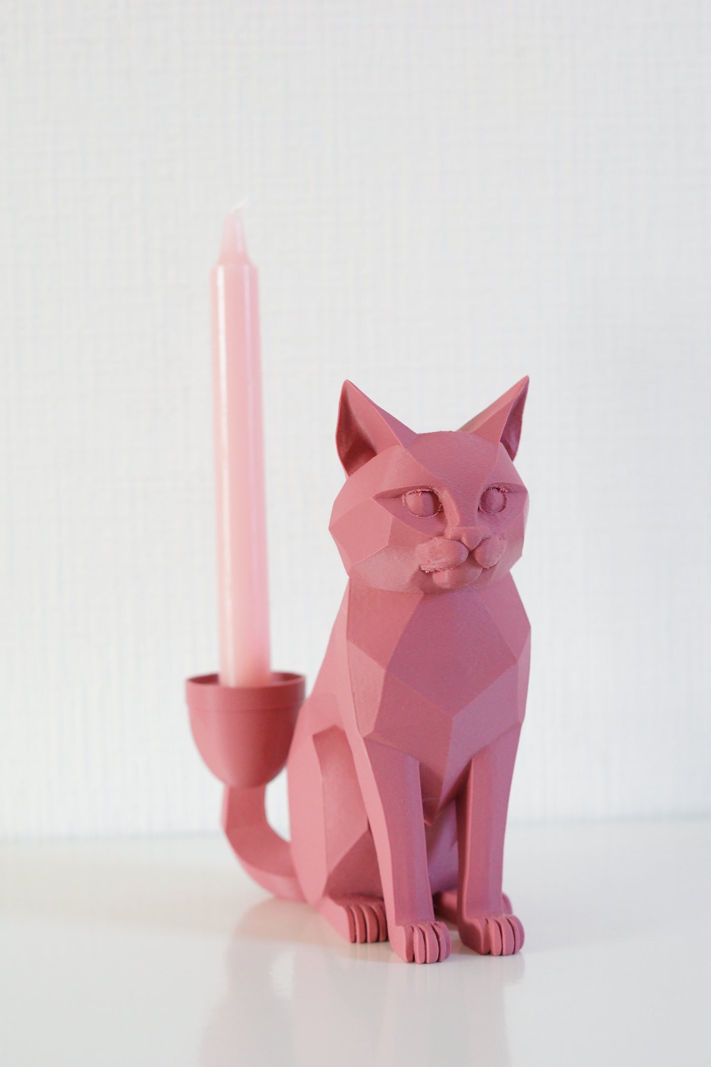 Kat - Kaarsenhouder - Origineel Cadeau Kattenbeeld - Morandi Paars