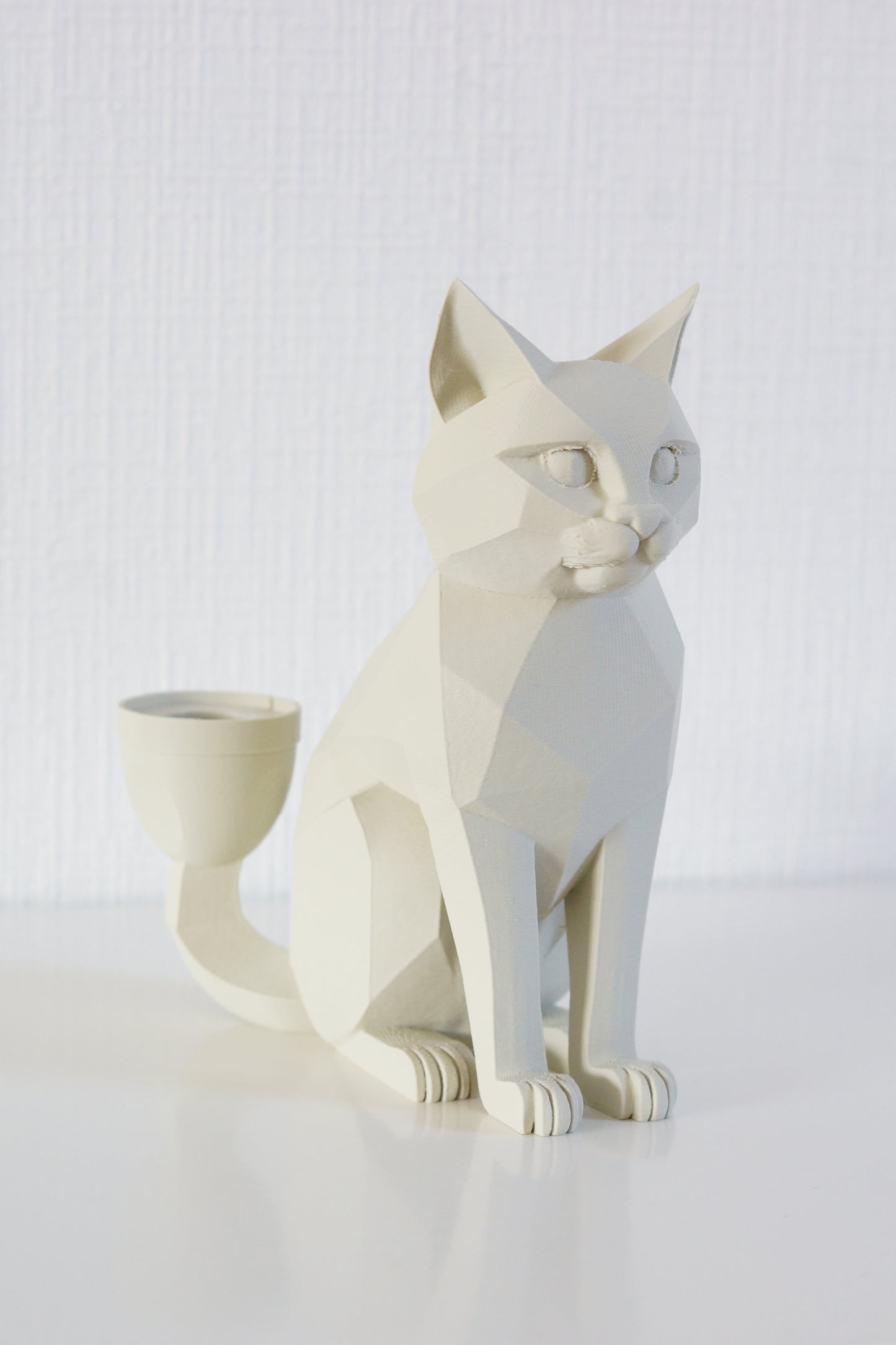 Kat - Kaarsenhouder - Origineel Cadeau Kattenbeeld - Creme wit