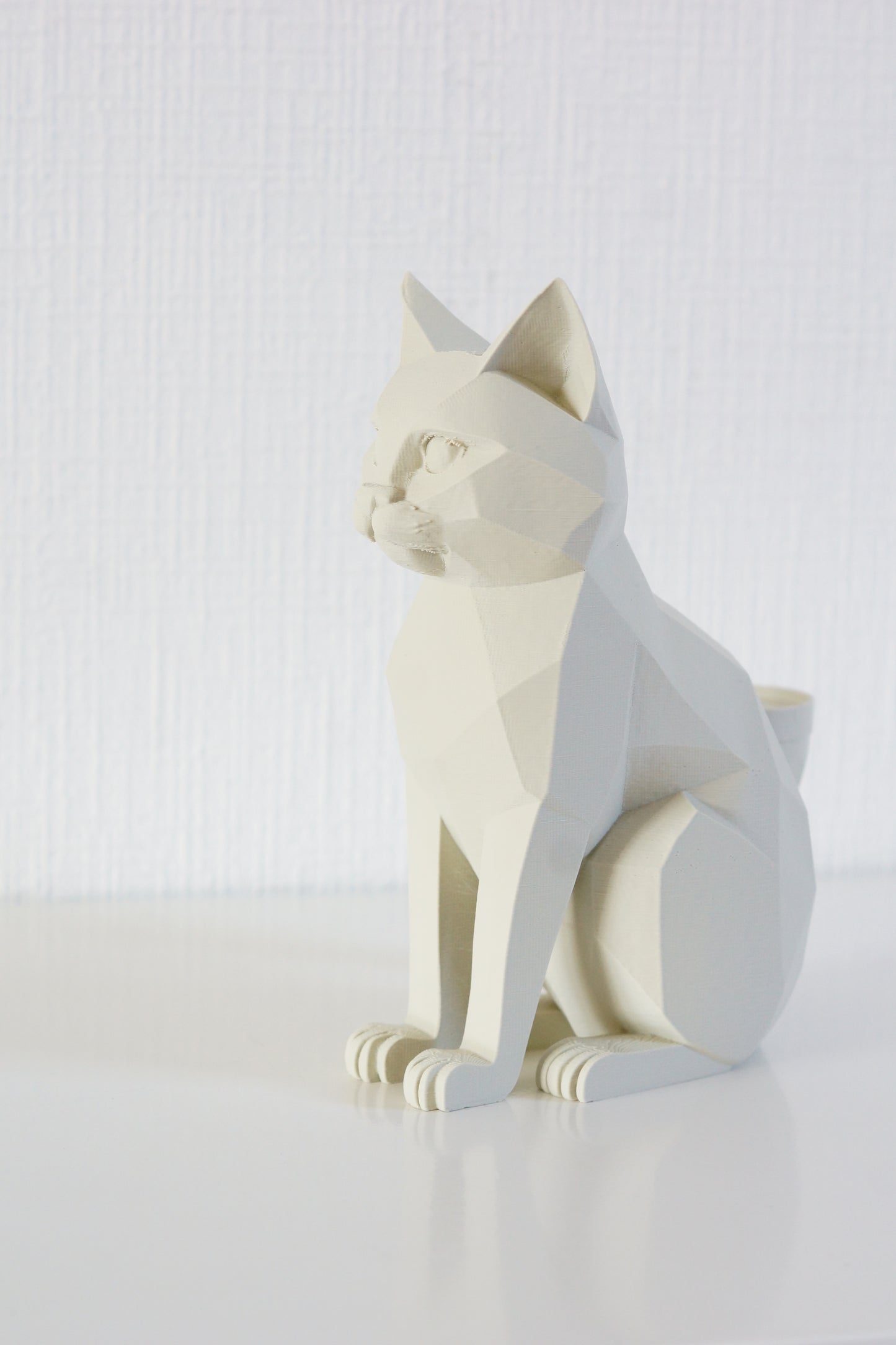 Kat - Kaarsenhouder - Origineel Cadeau Kattenbeeld - Creme wit